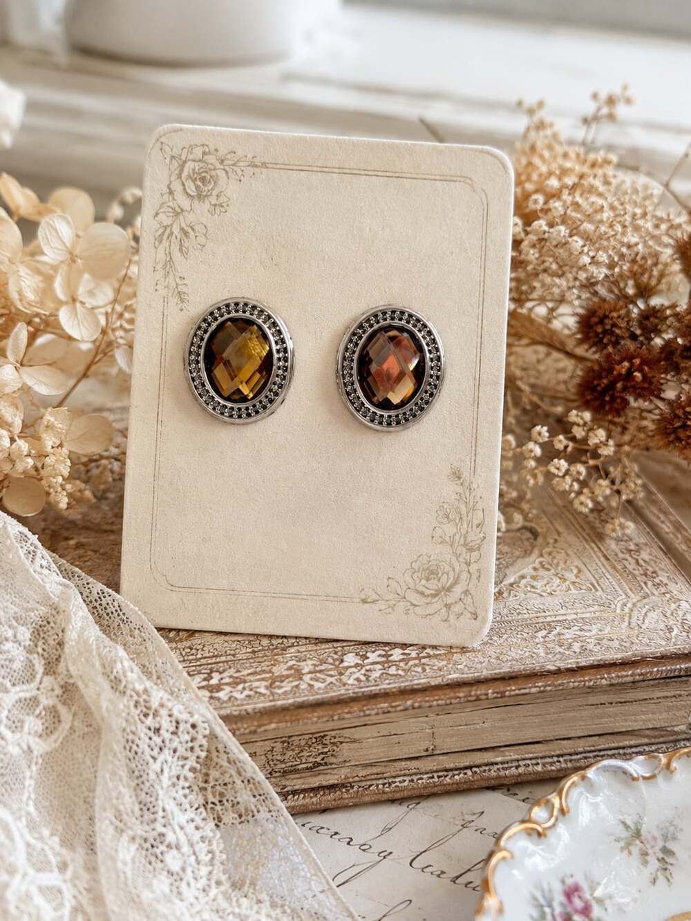 Napier Silver Tone Faceted Crystal Oval Stud Earrings